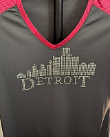 Detroit Skyline in Crystals Pink