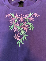 Purple Sweatshirt w/Mint and Lavender Embroidery